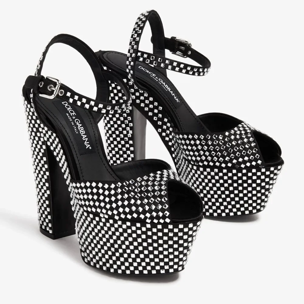 Dolce Gabbana Crystal-embellished platform sandals size 39